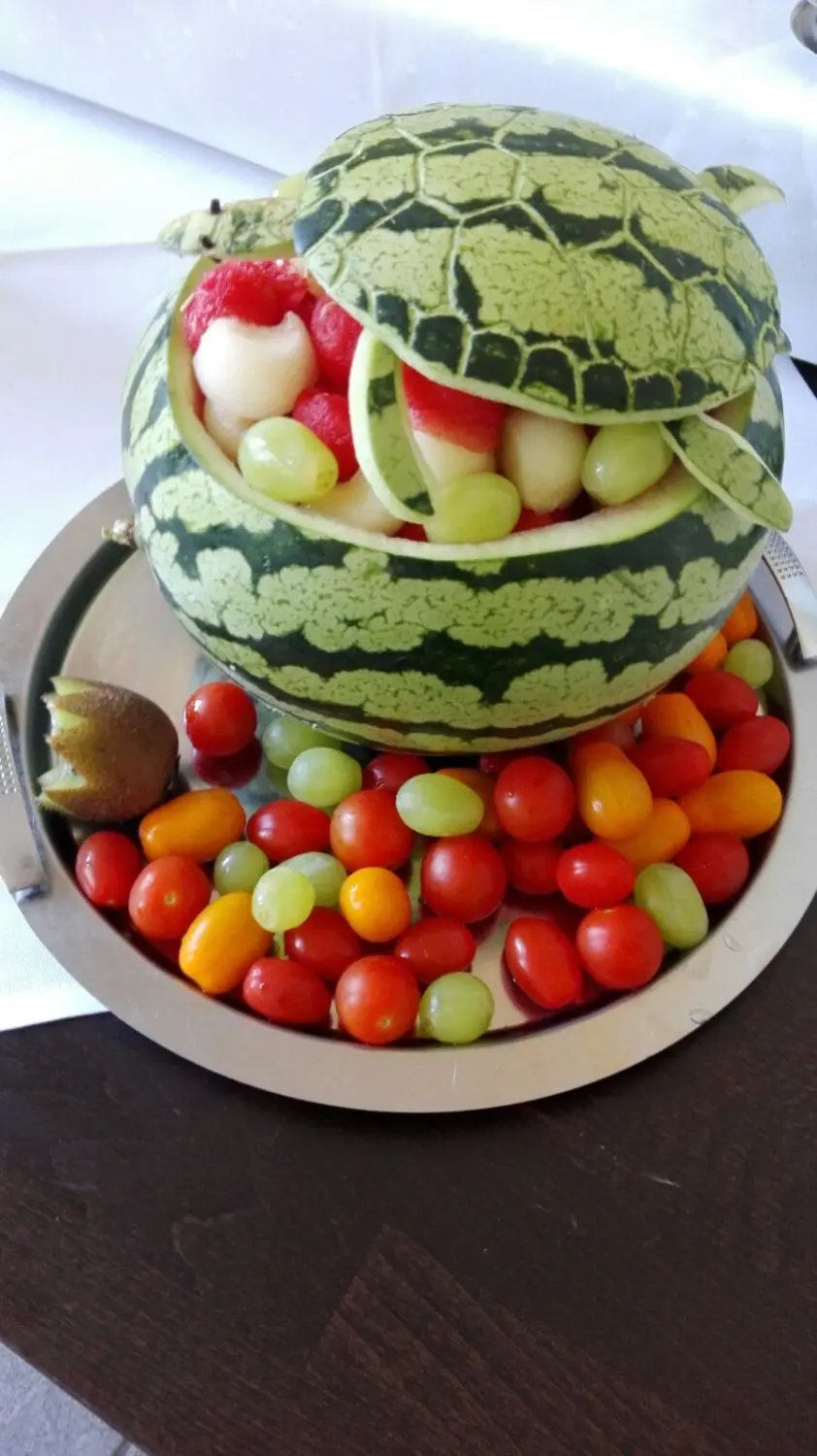 Schildkröten-Wassermelonenplatte vom Hotel Borchert